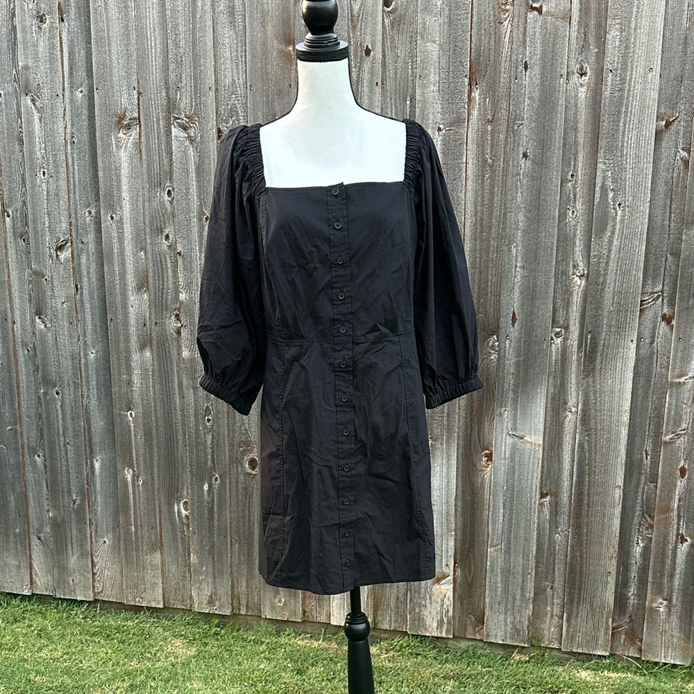 DANIELLE BERNSTEIN Black Puff Sleeve Dress